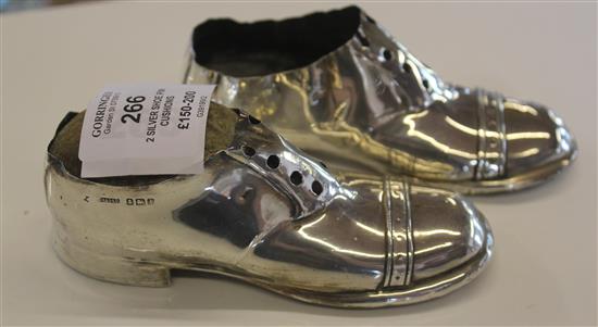 2 silver shoe pin cushions